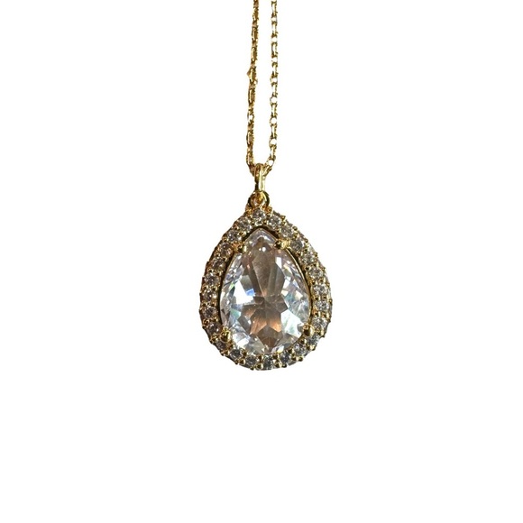 kate spade Jewelry - Kate Spade Gold Teardrop CZ Pave Pendant Necklace - NWT